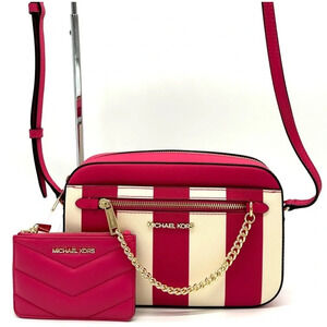 Michael Kors Jet Set Travel Small Top Zip Coin Pouch w ID Holder Electric Pink